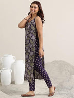 Libas WomenS Cotton Blend Kurta Set (400343R_Purple