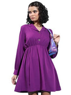 Ketch WomenS Polyester A-Line Mini Dress (Khj6000568_Purple