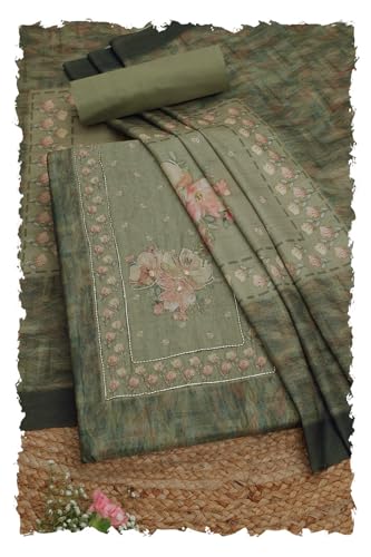 Soch Women Chanderi Floral Print Unstitched Dress Material with Cutdana