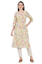White Floral Printed Pure Cotton Straight Kurta With Lace On Neck_24Auw11919-124869_M