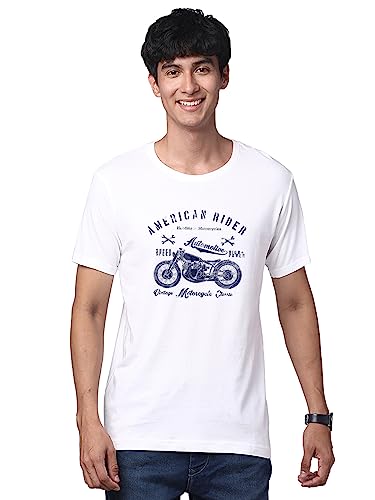 ADRO Men's Regular Fit T-Shirt (RNR-M-AME-WH_White_XL)