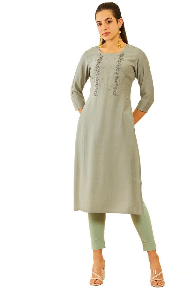 Soch Women Viscose Straight Kurta with Cutdana