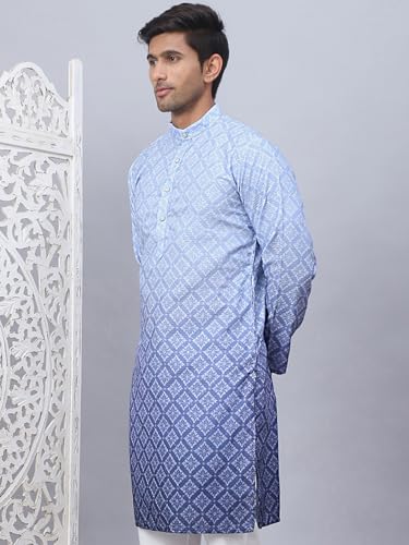 Jompers Blue MenS Ombre Pure Cotton Straight Kurta
