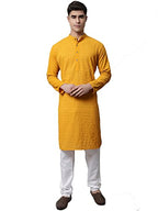 Jompers Men Mustard And Embroidered Kurta With Churidar