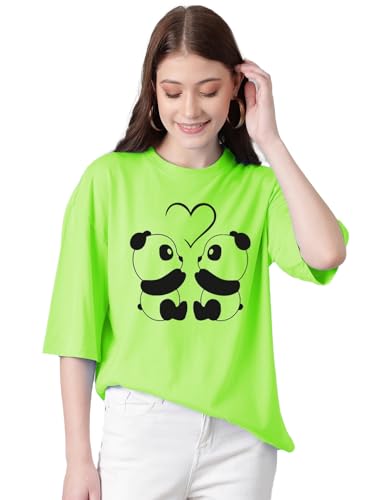 KOTTY Womens Cotton Blend Printed Oversized T-Shirts