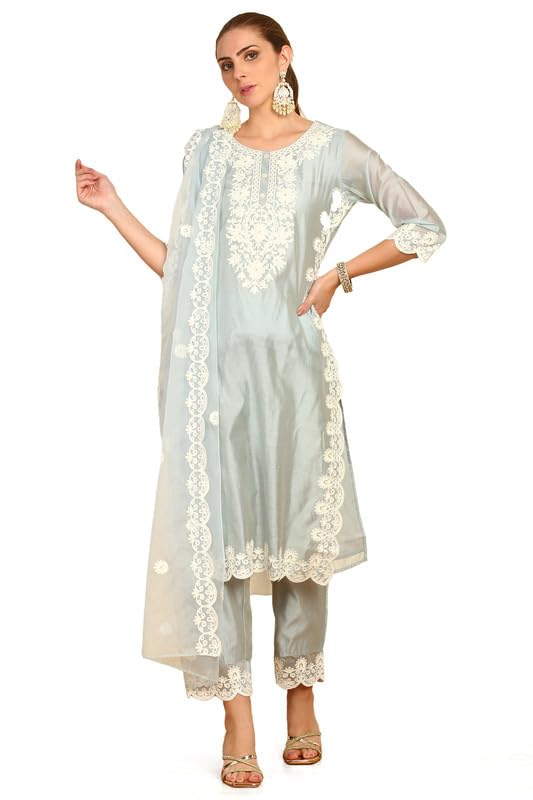 Soch Women Floral Embroidery Chanderi Suit Set