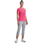 Under Armour womens Tech V-Neck Short-Sleeve T-Shirt , Cerise (653)/Metallic Silver , Small