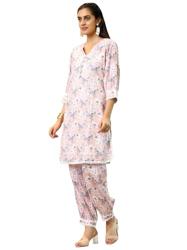 Libas Womens Printed Cotton Blend Straight Kurta With Salwar