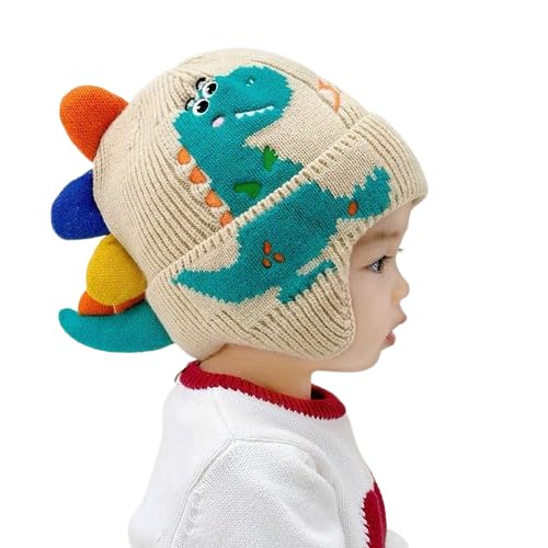 Maaghi Dino Cap For Baby Boys & Girls | Soft Knitted Winter Beanie With Ear Cover | Cute Dinosaur Design | Warm & Comfortable Ca 0-12