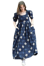 Gosriki WomenS Rayon Floral Printed Long Gown Maxi Dress (Aapti Blue-Vks01-Gs_Xxl_Blue_Xx-Large)