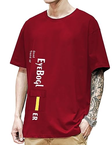 EYEBOGLER Loose fit T-Shirt for Men(S-CT1-T338HS-RD) Red