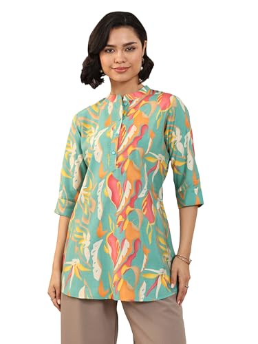 Libas WomenS Silk Blend Abstract Straight Kurtis (29390O_Multi_Xl) Multicolour