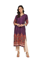 Soch Womens Wine Muslin Blend Ethnic Motifs Kurta With Sequence Work