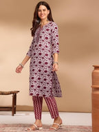 Lookmark Kurta Set: Vibrant For Every Occasion! Add A Pop Of Color To Your Wardrobe With Our Printed Kurti Pant Sets! Maroon