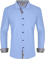 LookMark Mens Cotton Blend Blue Color Stitched Solid Full Sleeve Shirt(AMZN-Shirt 54-S)