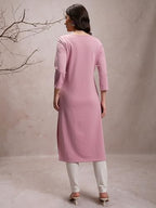 Ketch WomenS Polyester Regular Fit Kurta (Khku000527_Lt Pink