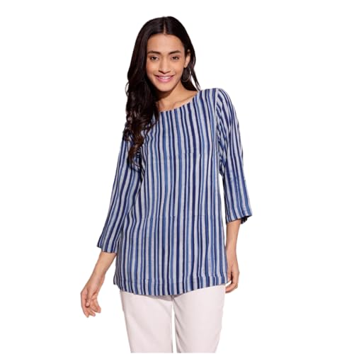 Fabindia Women'S Striped Regular Fit Tunic (1035756Blue_Blue