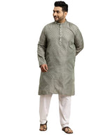 Sojanya Plus (Since 1958) MenS Jacquard Silk Teal Green Self Design Only Long Kurta -Size: 48