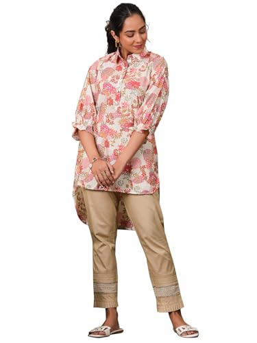 Libas WomenS Silk Blend Printed Pathani Kurtis (37084_Off White_Xl)
