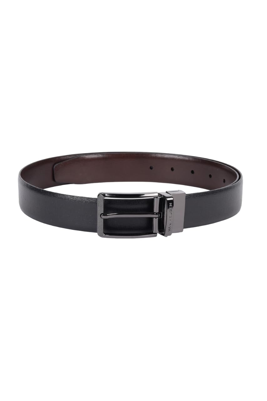 Van Heusen Leather_Mens__Belt_(Vhblgrgff200014_Black With Brown_Xl)