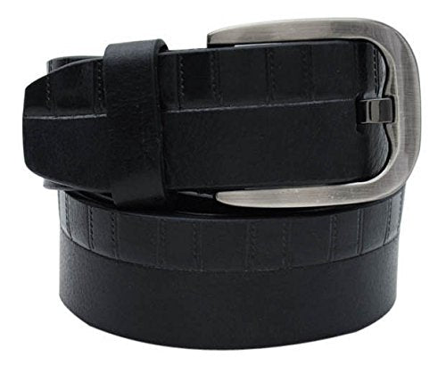 Walletsnbags Embossed Casual Leather Belt (B 49_Black_32) 32