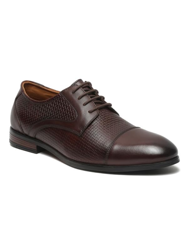 TEAKWOOD LEATHERS Mens Leather Derbys Shoe | Textured Shoes for Men (43, Brown) 9