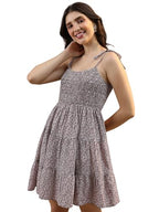 Ketch WomenS Cotton Blend Printed Woven Tiered Dress Knee-Length Khj6000519_Maroon