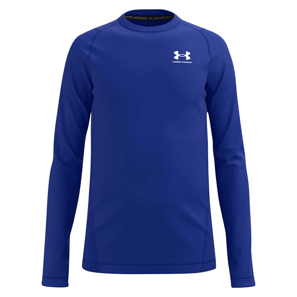 Under Armour Boys' ColdGear Armour Long Sleeve T-Shirt, Royal (400)/White, Youth X-Large