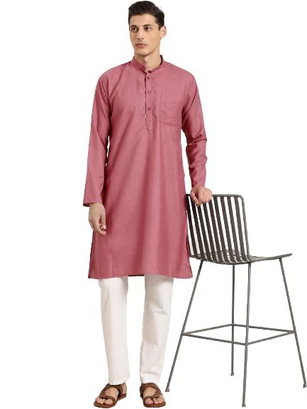 SOJANYA (Since 1958 Mens Cotton Dark Coral Solid ONLY Kurta