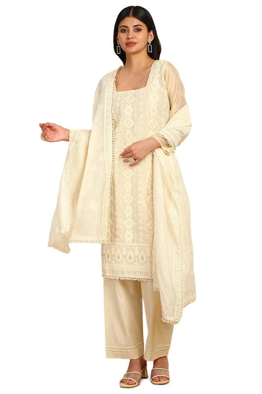 Soch Women Floral Embroidery Chanderi Unstitched Dress Material