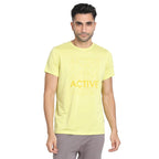 Turtle Men Polyster Cotton Sim Fit Printed Crew Neck Tshirt Lemon