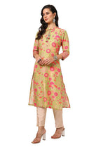 Soch Womens Light Green Muslin Blend Floral Print Kurta With Tassels