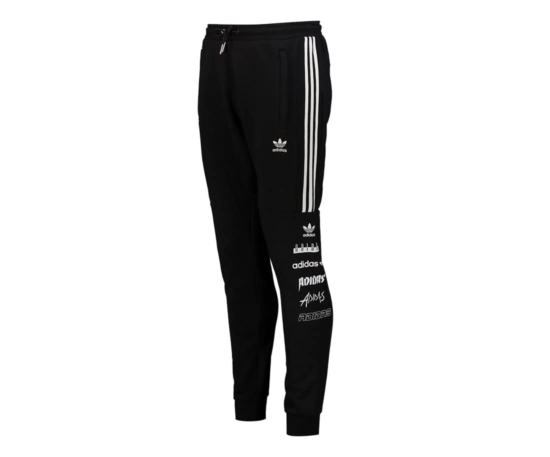 adidas Originals Sticker Pack Jogger Mens Active Pants Size L, Color: Black/Black/White