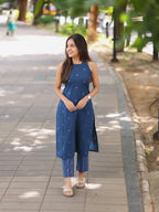 ANNI DESIGNER Womens Rayon Viscose Straight Printed Kurta with Pant (Palakad Blue_XXL_Blue_XX-Large)
