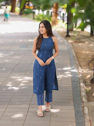 ANNI DESIGNER Womens Rayon Viscose Straight Printed Kurta with Pant (Palakad Blue_XXL_Blue_XX-Large)