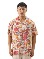 The Souled Store Official Tom & Jerry: New Year Men And Boys Short Sleeve Collared Neck Button Front Regular Fit Cotton Printed 