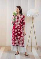 ANNI DESIGNER Womens Rayon Blend Chikankari Embroidered Straight Kurta (SCEROS Pink_4XL_Pink_XXXX-Large)