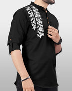 Finivo Fashion MenS Cotton Blend Kurta Style Shirt | Mandarin Collar Long Sleeve Casual Ethnic Shirt With Button Placket | Styl