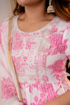 Nermosa Women Floral Printed Anarkali Kurta And Pant With Dupatta | Shivangi Joshi Suit | Shivangi Joshi Collection (In, Alpha,