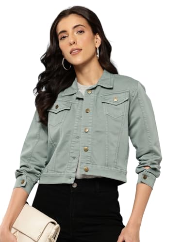 Aarika Womens Casual Wear Olive Green Colour Solid Denim Jacket-(S-L)-(Dn-W-Kg-03-Olive-M)