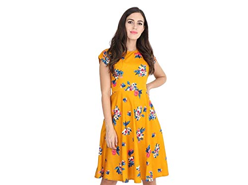 LookMark Womens Knee Length Dress (SD101-Mustard-S)