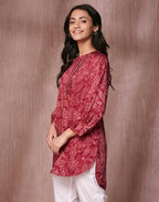 Fabindia Women'S Rayon Blend Floral Regular Tunic