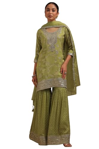 Soch Women Zari Woven Suit Set Sequins