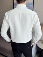 Greciilooks MenS Formal Button Down Shirt  Slim Fit Office Wear ShirtS For Men | Textured Long Sleeve Cotton Blend | Business