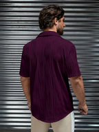 Greciilooks MenS Regular Fit Casual Shirt (Gl-Ms-6158_Dark Purple