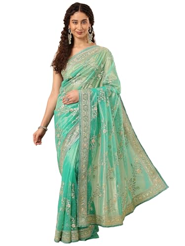 Libas Embroidered Net Saree For Women (96860P)