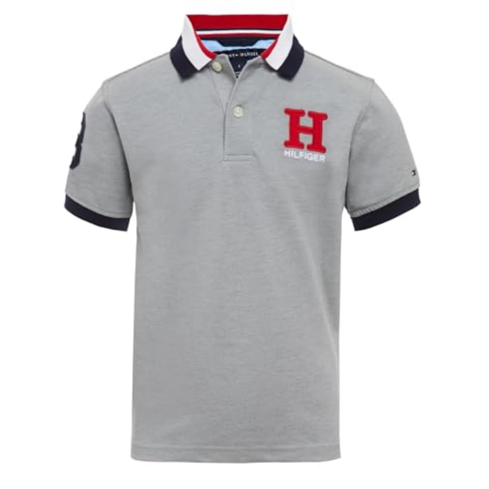 Tommy Hilfiger Boys Short Sleeve Matt Polo Shirt, grey Heather, X-Large