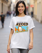 Bewakoof X Official Garfield Merchandise Womens Avoiding Responsibilities Graphic Print 100% Cotton T-Shirt - Boyfriend Fit, Ro