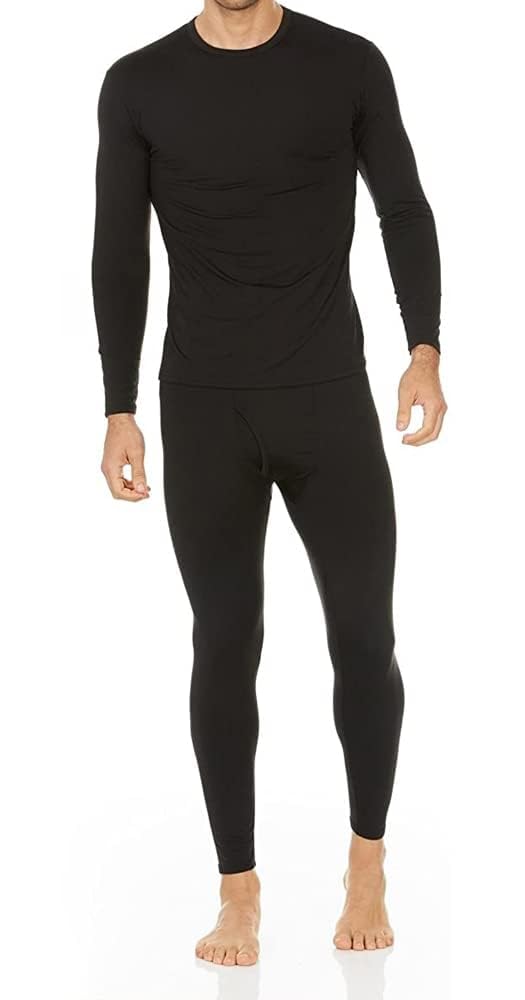 Thermajohn Long Johns Thermal Underwear for Men Fleece Lined Base Layer Set for Cold Weather (X-Large, Black)