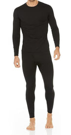 Thermajohn Long Johns Thermal Underwear for Men Fleece Lined Base Layer Set for Cold Weather (X-Large, Black)